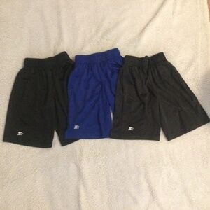 Starter Boys Basketball Shorts Lot Of 3 Pockets Blue Black Dark Gray Youth XS